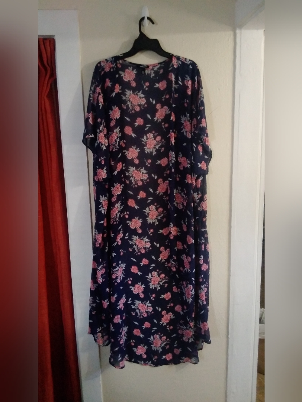 torrid Navy Maxi Dress with Pink Floral Print